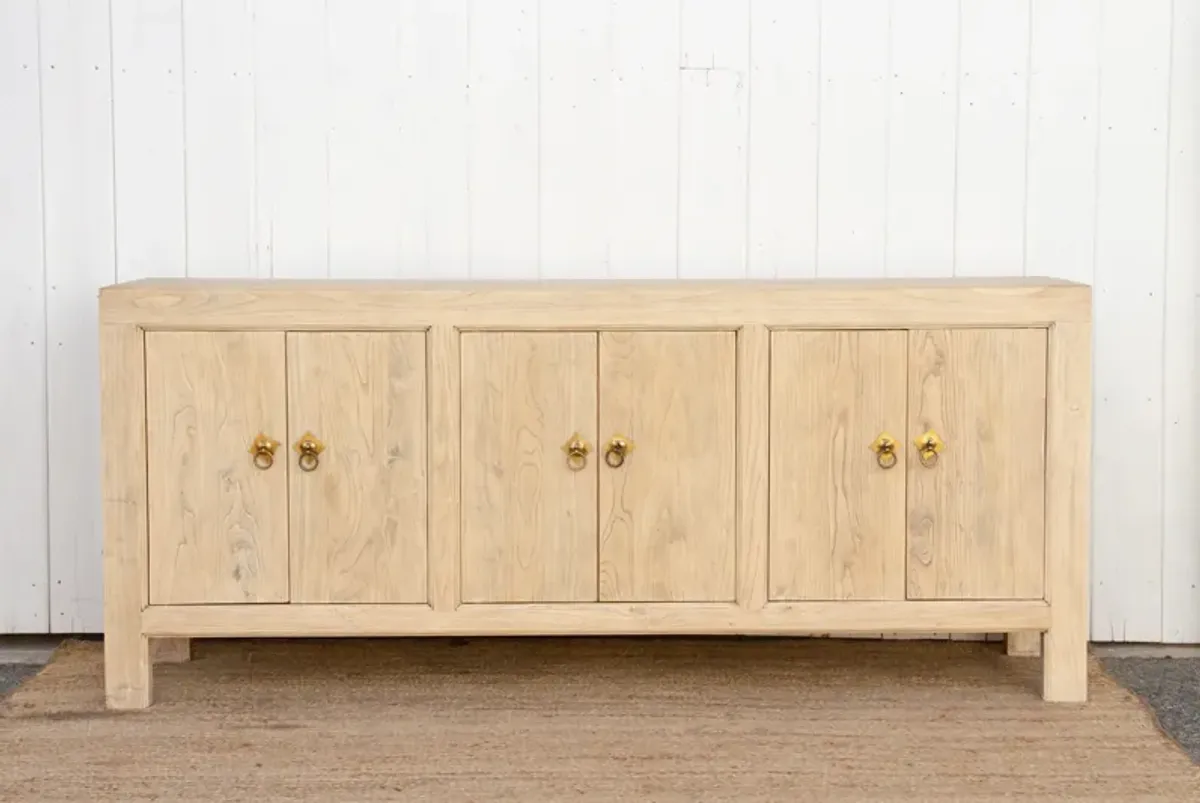 Long Rustic Bleached Elm Sideboard