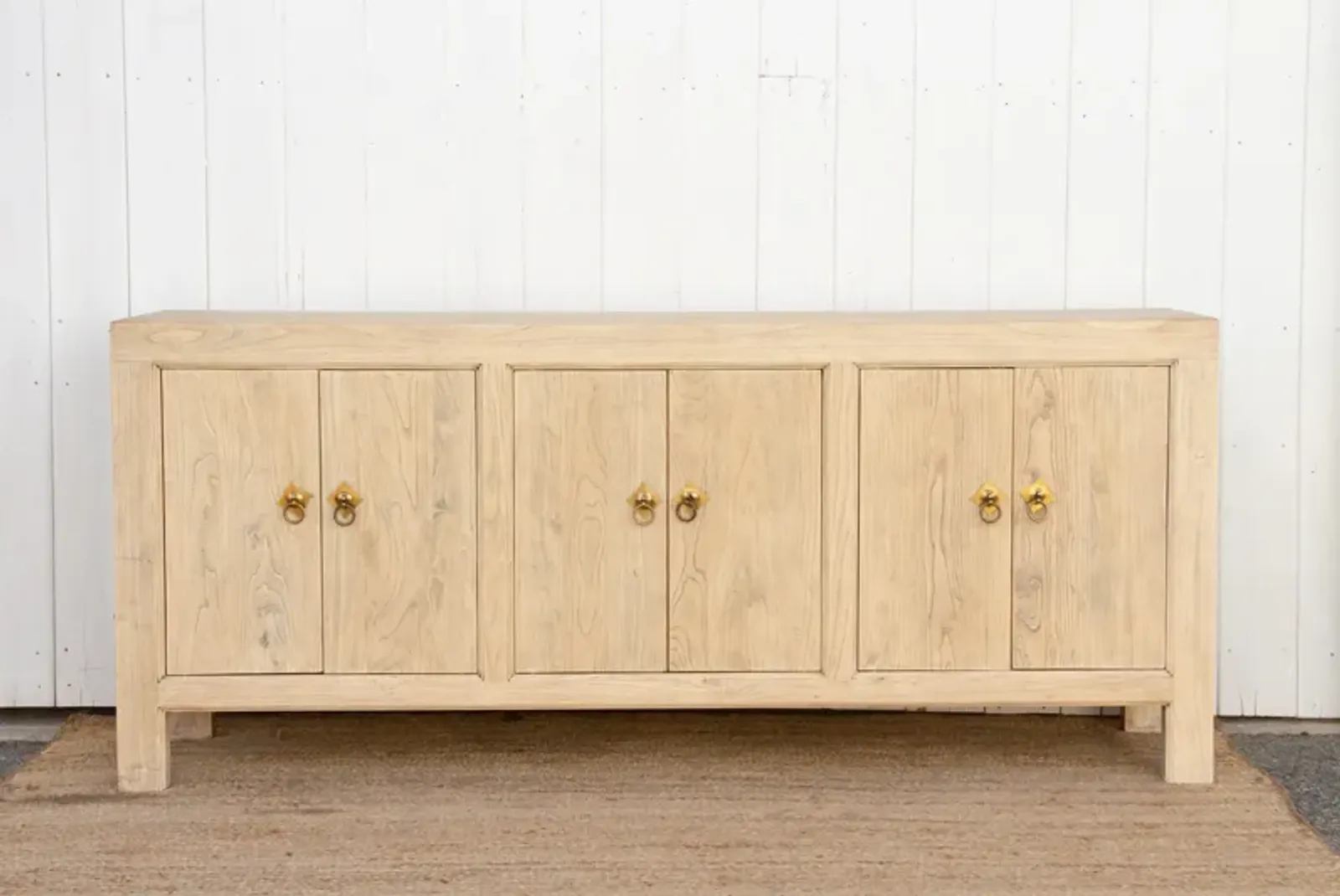 Long Rustic Bleached Elm Sideboard