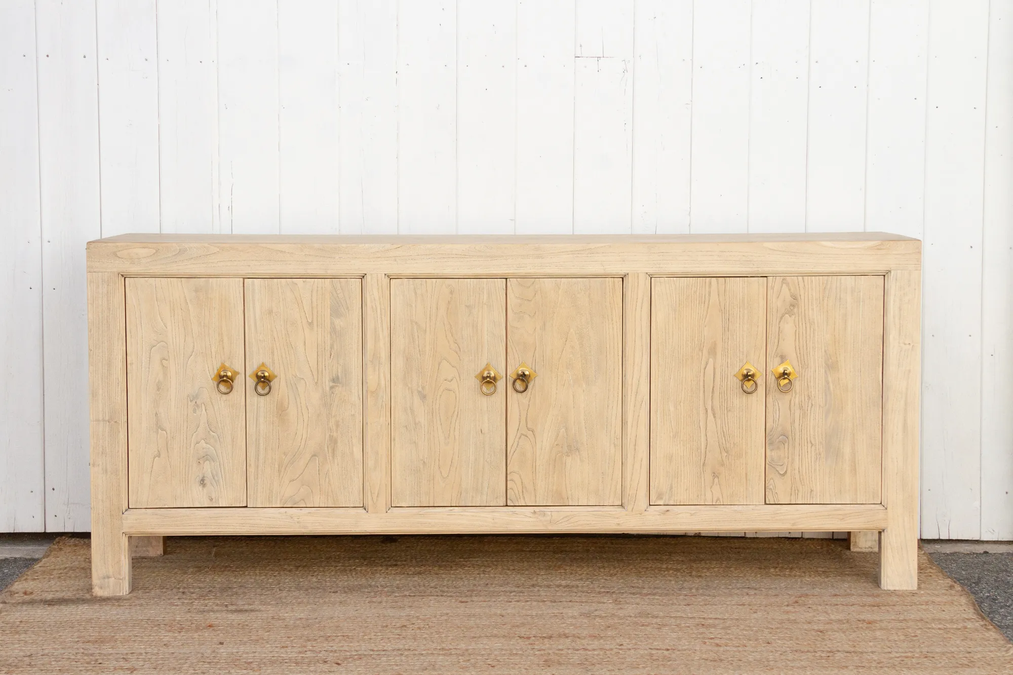 Long Rustic Bleached Elm Sideboard