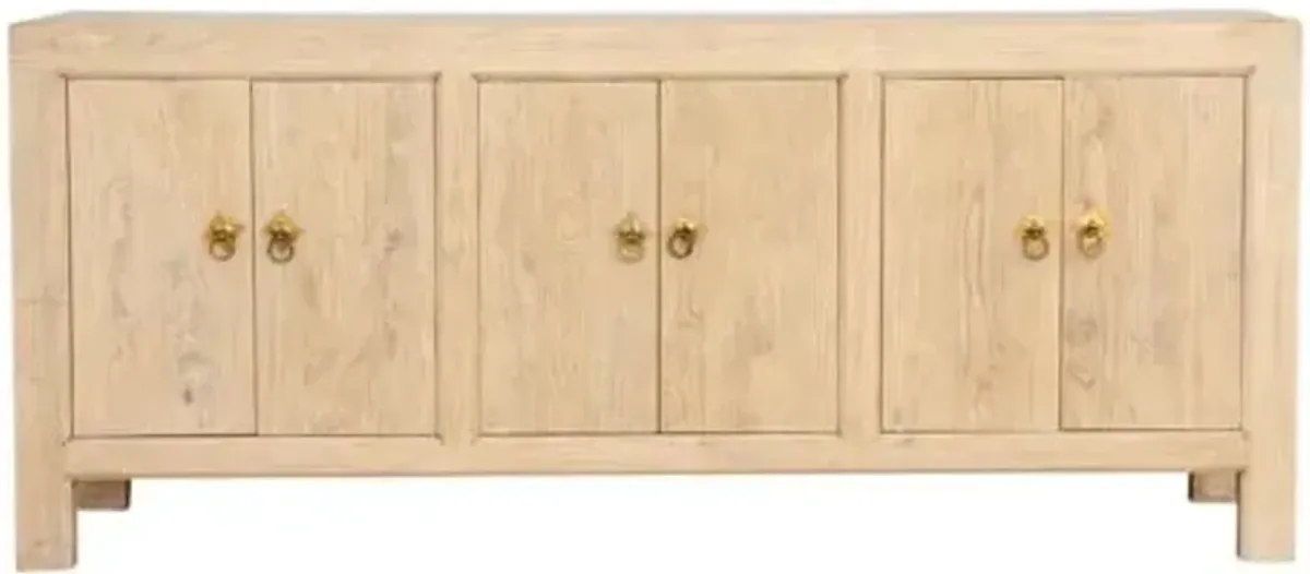 Long Rustic Bleached Elm Sideboard - de-cor - Brown