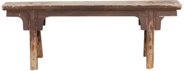 Vintage Chinese Painted Antique Slim Bench - Brown