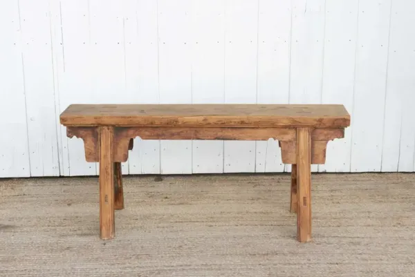 Vintage Chinese Patinated Elm Small Bench