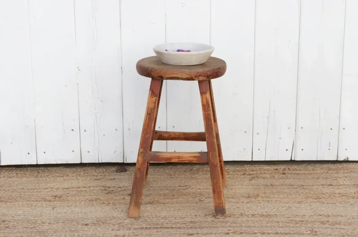 Distressed Chinese Wooden Stool