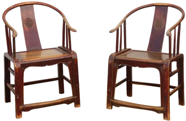 Pair of Antique Brown Horseshoe Chairs - de-cor - Handcrafted