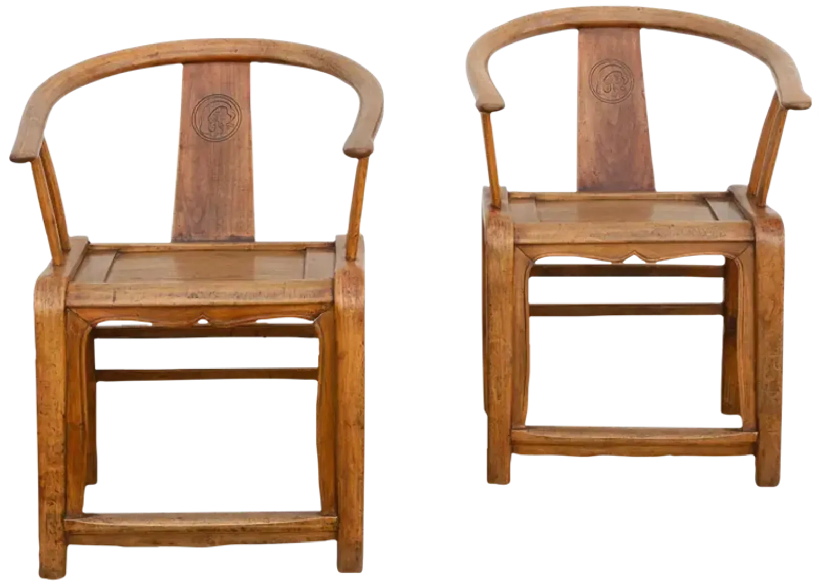 Pair of Golden Elm Chinese Club Chairs - Hancrafted in the USA