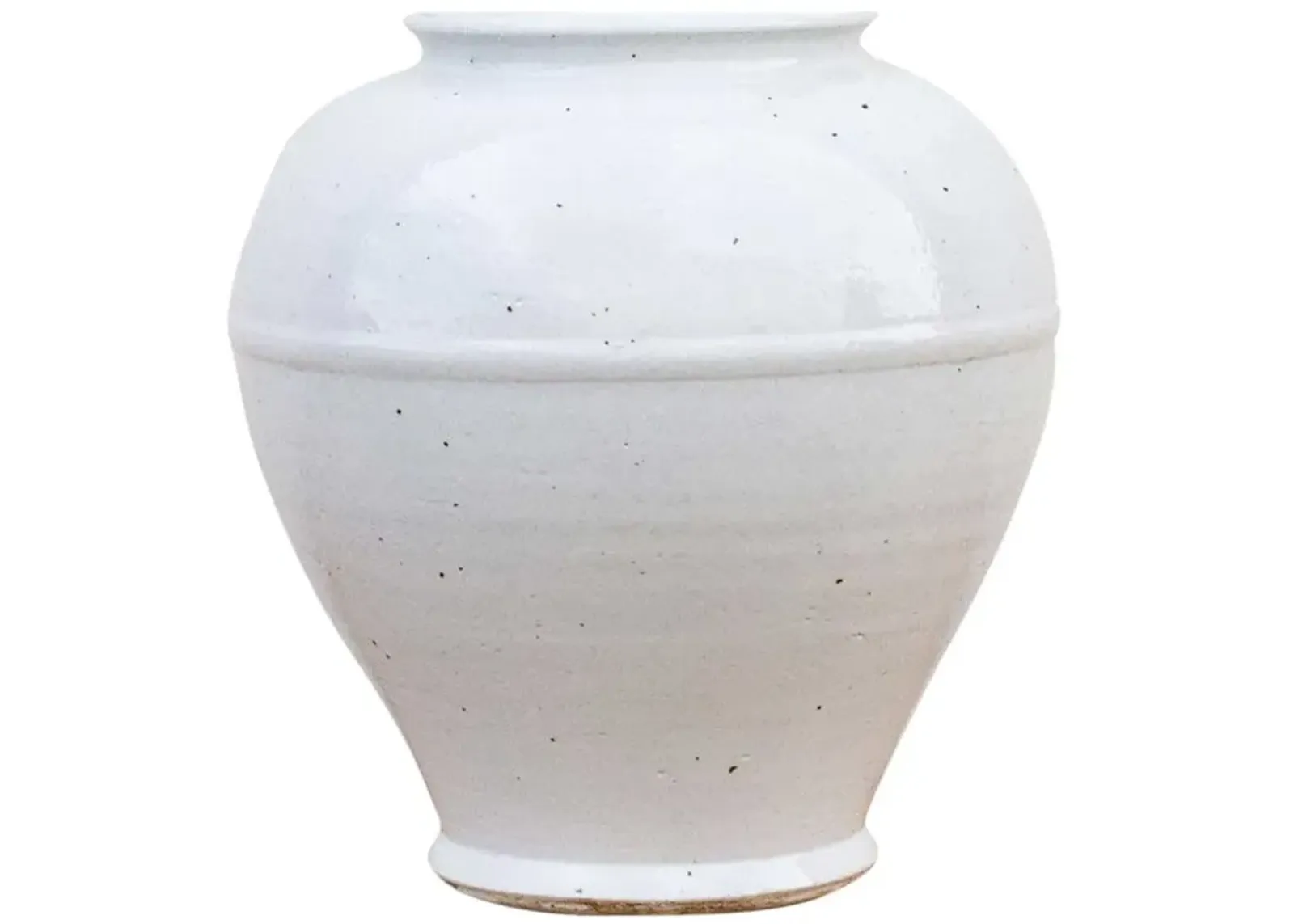 Tall Glazed White Baluster Jar