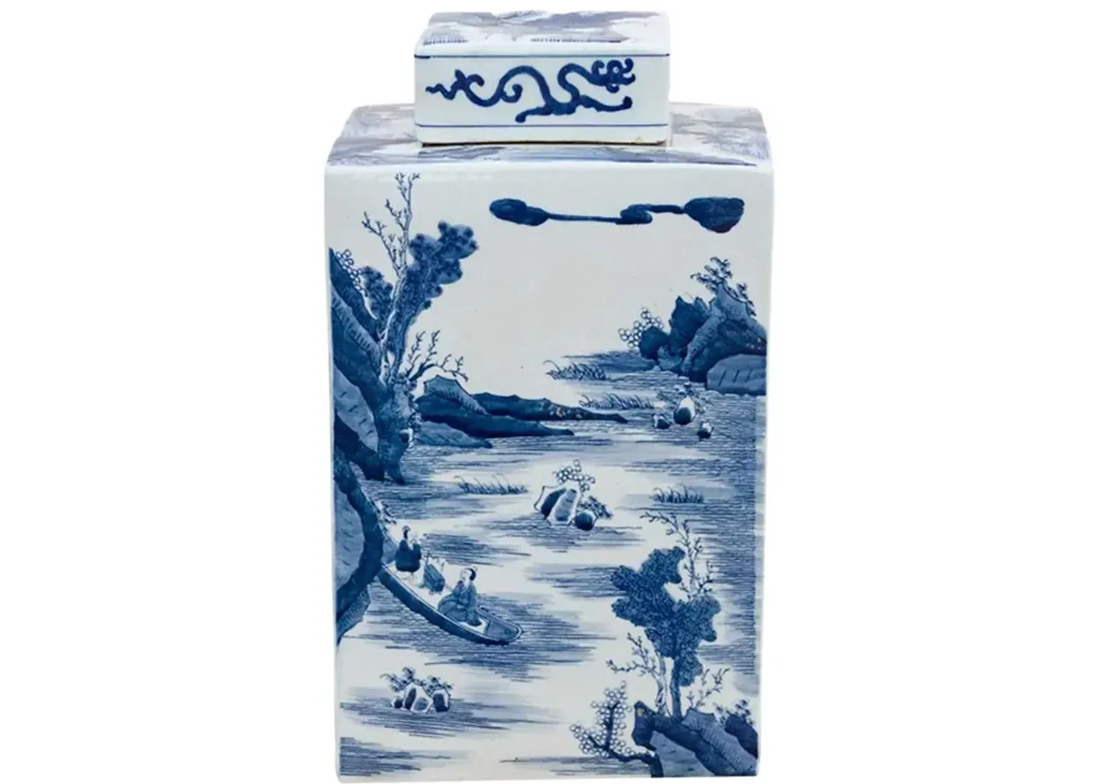 Vintage Chinoiserie Blue Tea Container