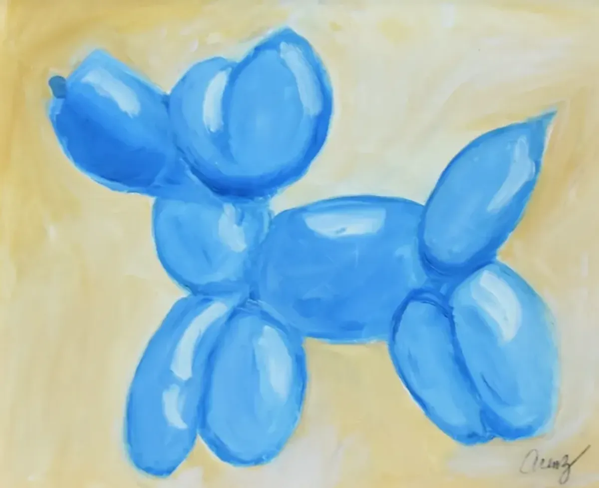 Jeff Koons Blue Balloon Dog Oil Painting