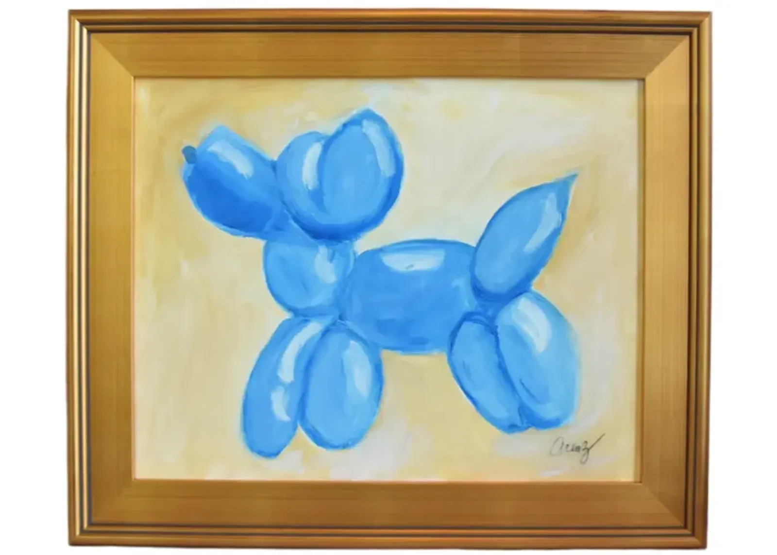 Jeff Koons Blue Balloon Dog Oil Painting