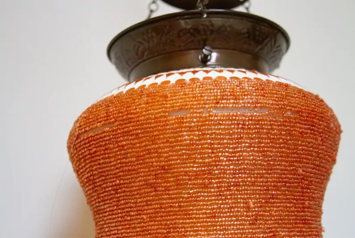 Coral Beaded Pendant Lamp