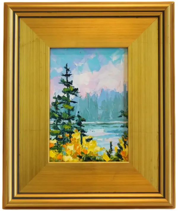 Lake & Mountain Landscape Oil Painting