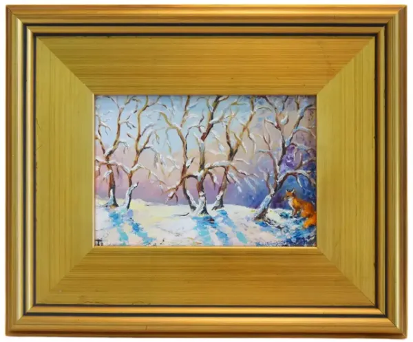 Red Fox in a Snowy Landscape Painting