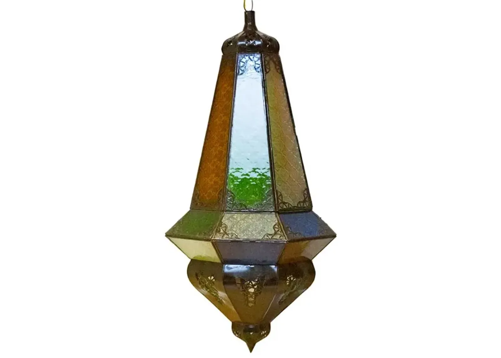 Multi-Color Glass Moroccan Lantern - Handcrafted