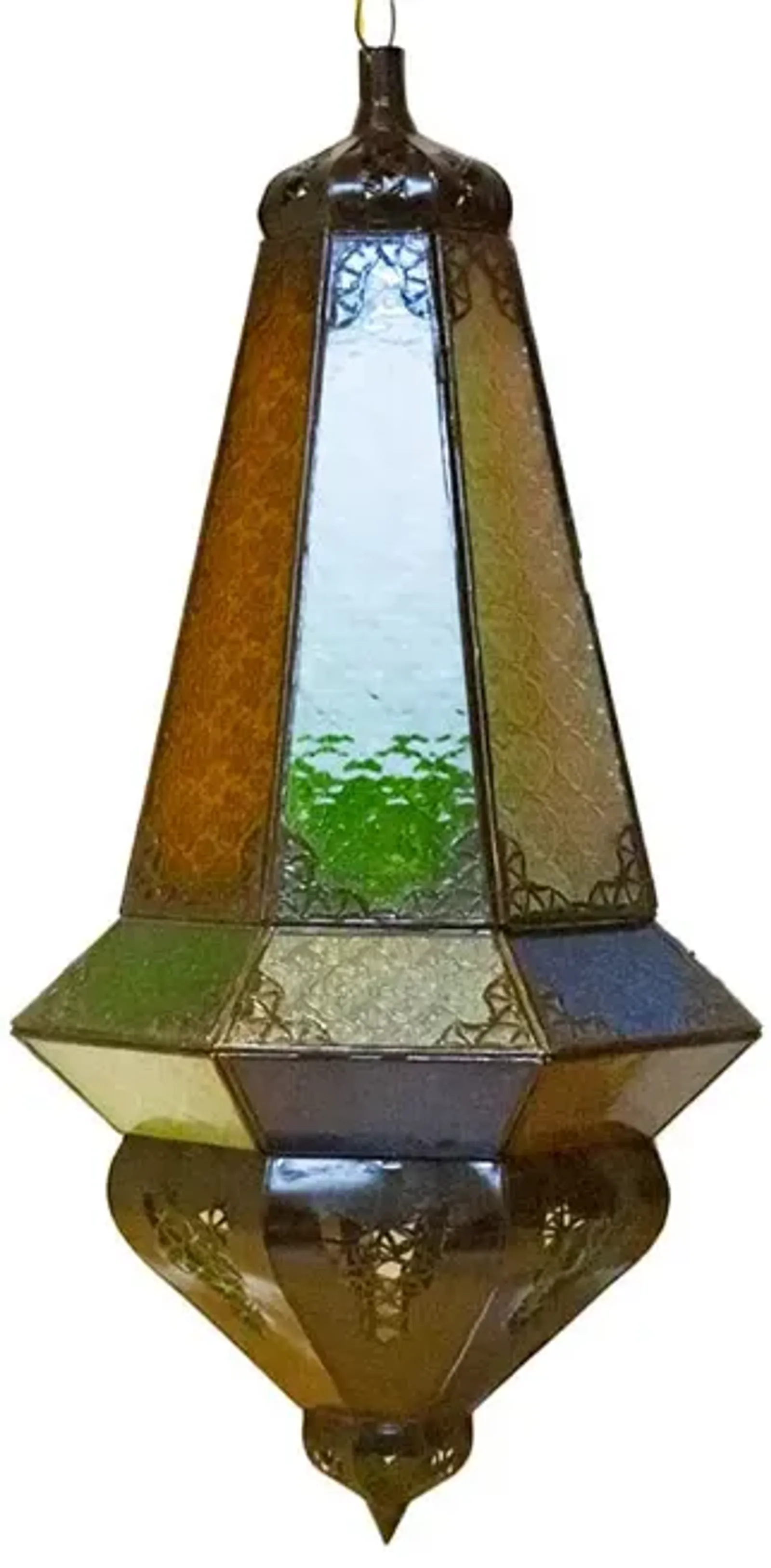 Multi-Color Glass Moroccan Lantern - Handcrafted