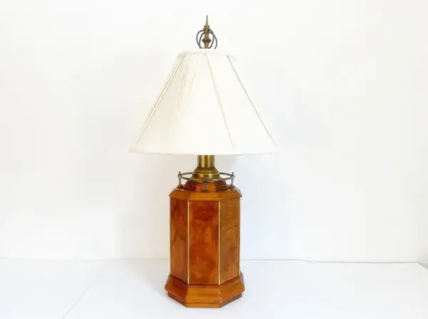 Midcentury Burl Wood Lamp w/Shade - C the Light Interiors