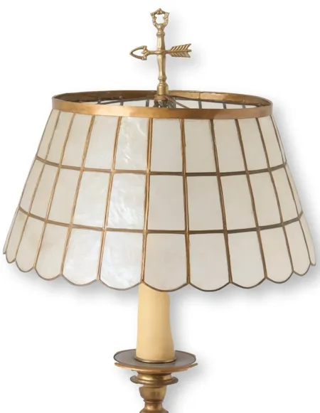 Midcentury Brass Lamps with Capiz Shades