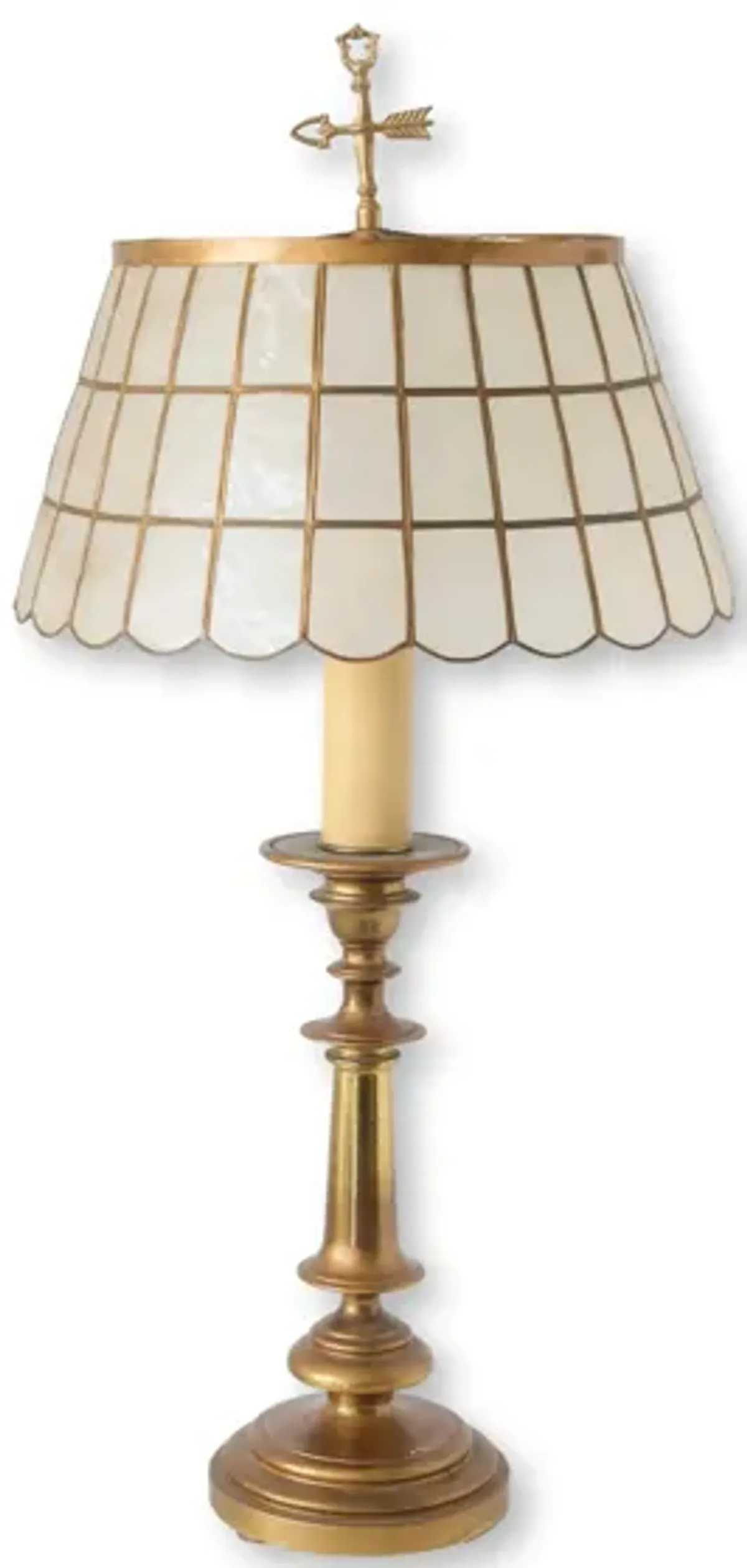 Midcentury Brass Lamps with Capiz Shades