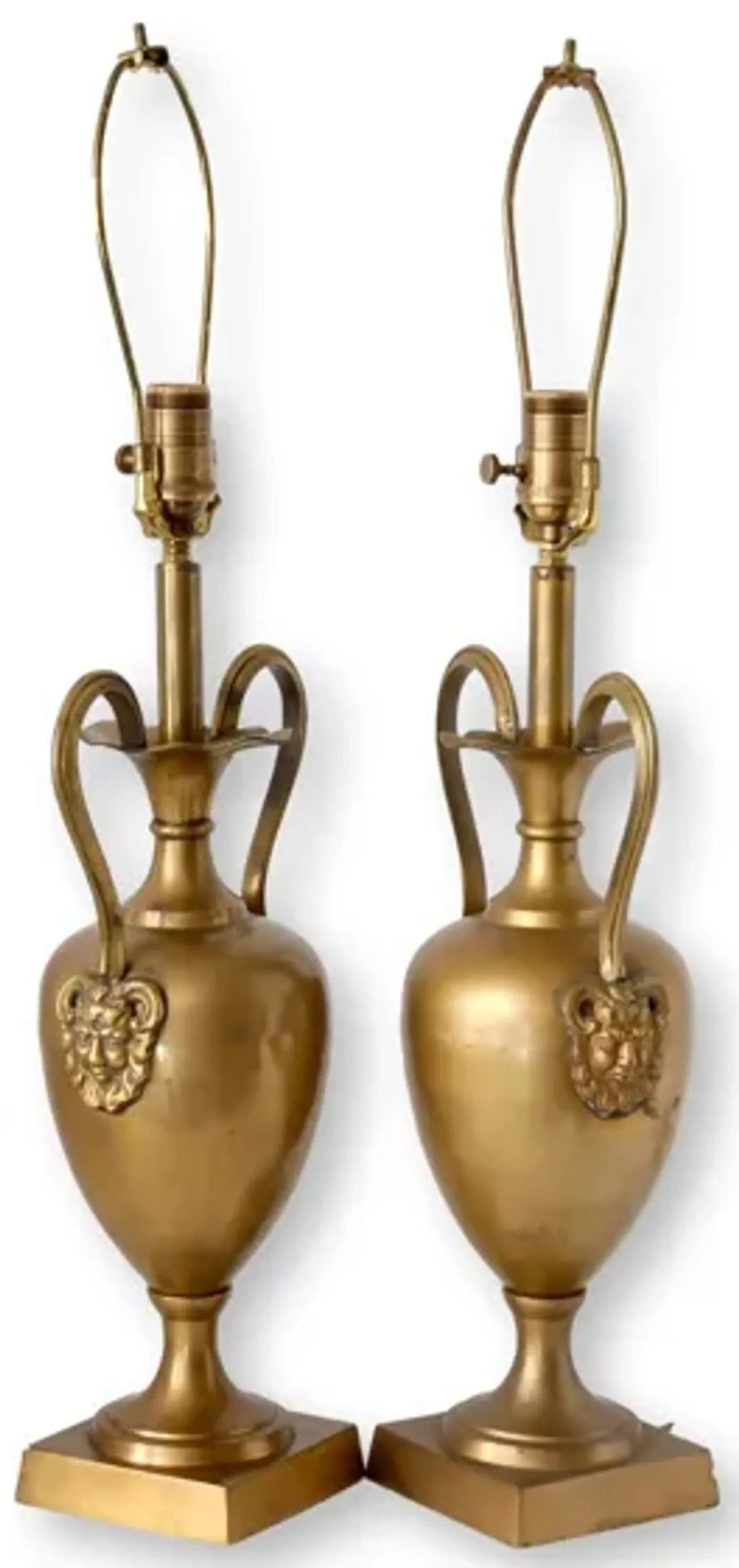 Midcentury Neoclassical Urn Lamps - Set of 2 - The Queens Landing - Gold