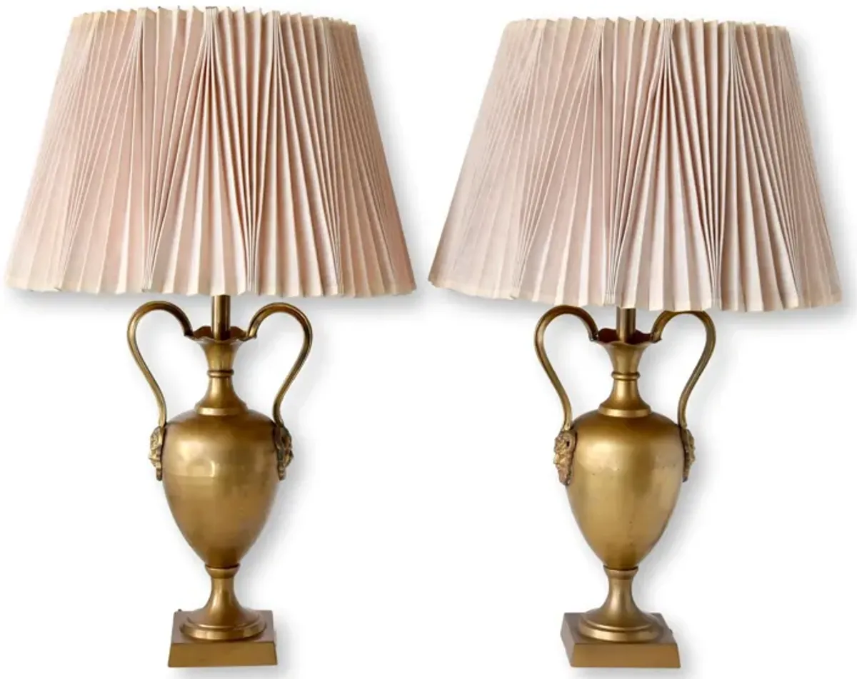 Midcentury Neoclassical Urn Lamps - Set of 2 - The Queens Landing - Gold