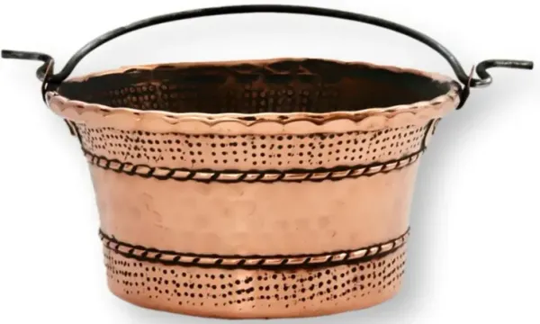 Antique Petite French Copper Basket - Rose Victoria - Gold