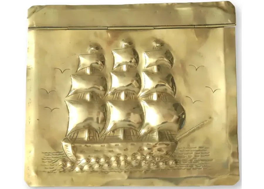 1805 English HMS Victory Brass Tea Box