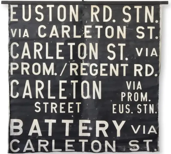 Early 1900s City of London Bus Blind - Rose Victoria - black