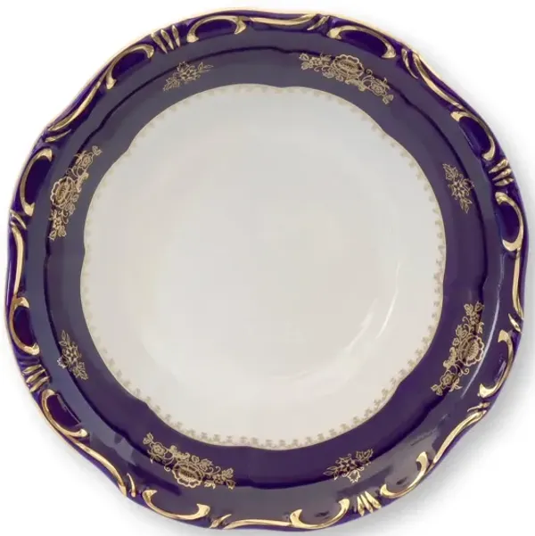 Pompadour I Cobalt & 18K Serving Bowl - The Queens Landing - Blue
