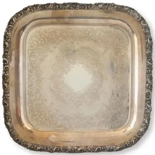 English Silver-Plate Serving / Bar Tray - The Queens Landing