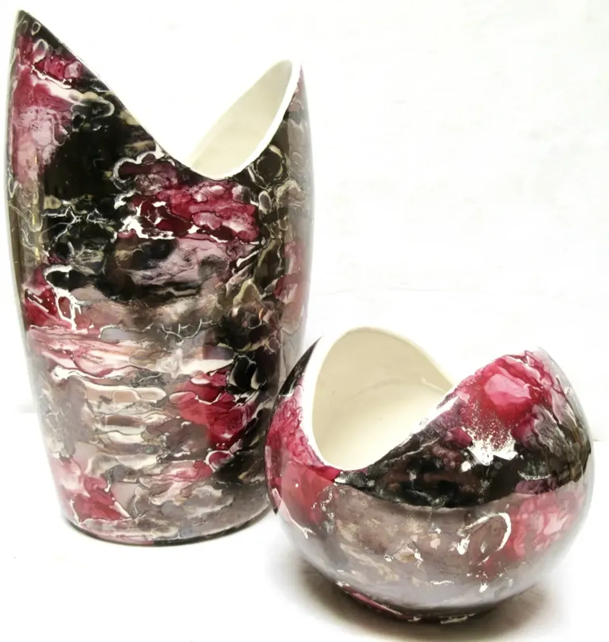 1960s McCoy Marble-Glaze Vases Set of 2