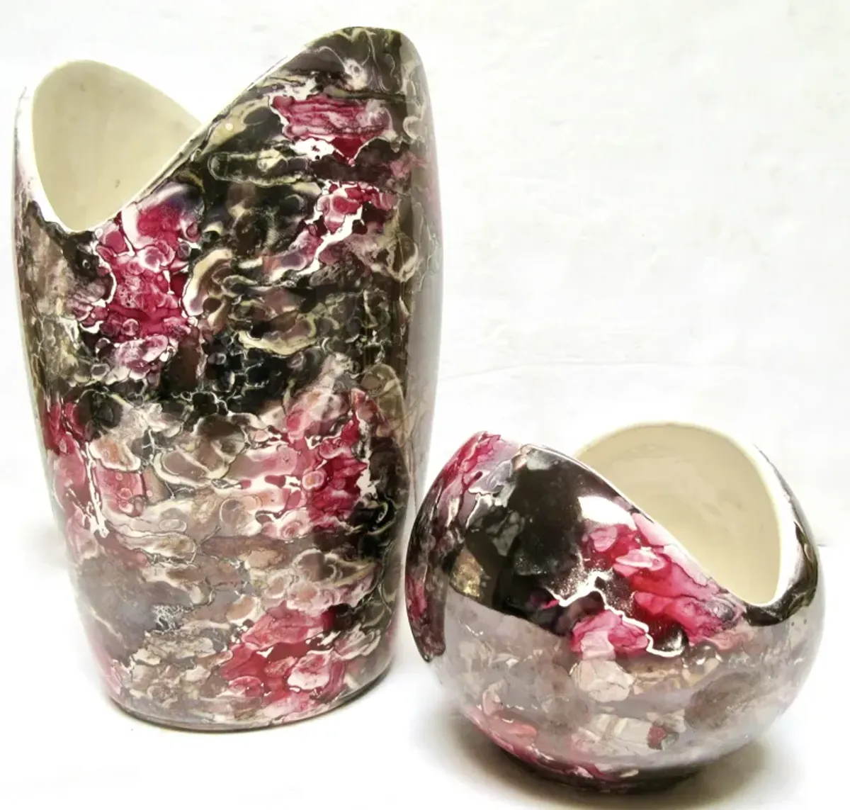 1960s McCoy Marble-Glaze Vases Set of 2