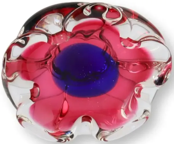 Midcenutry Murno Glass Flower Bowl - The Queens Landing - Purple