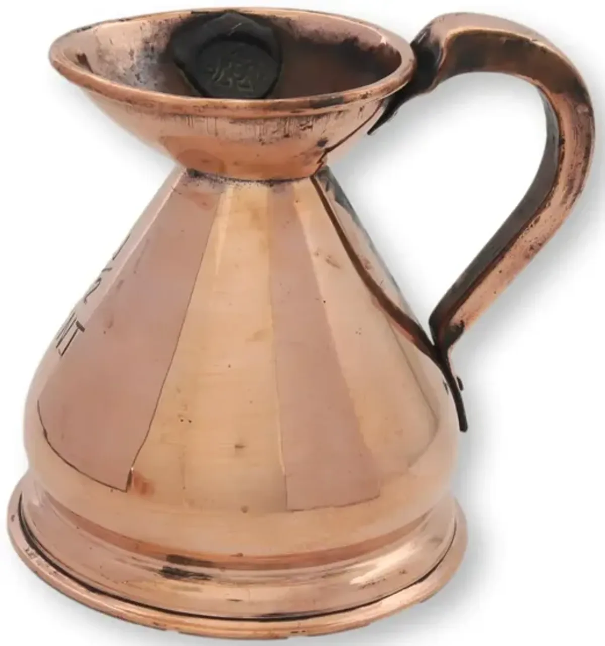 Antique English Copper 1/2 Pint Ale Jug - Brown