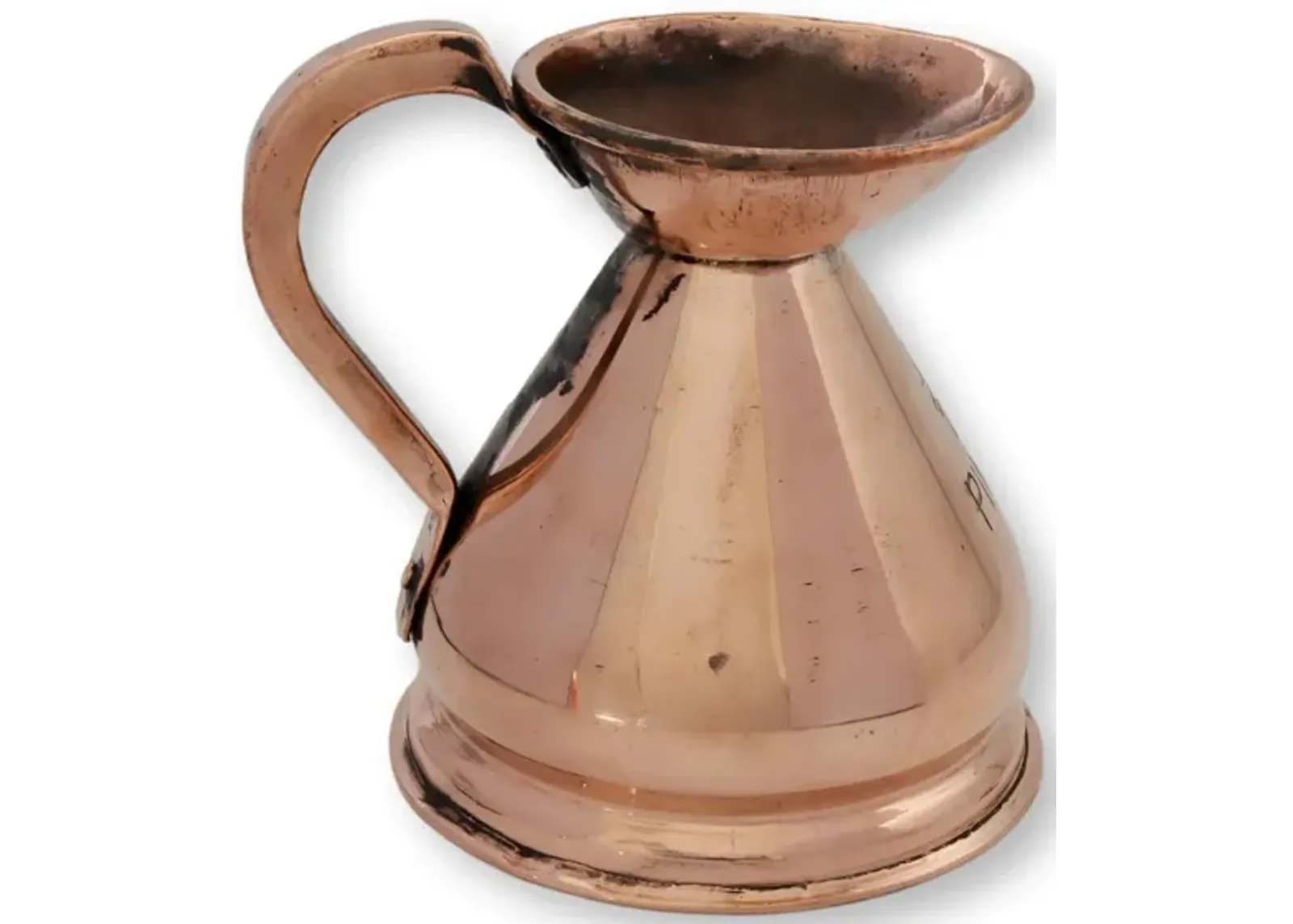 Antique English Copper 1/2 Pint Ale Jug - Brown