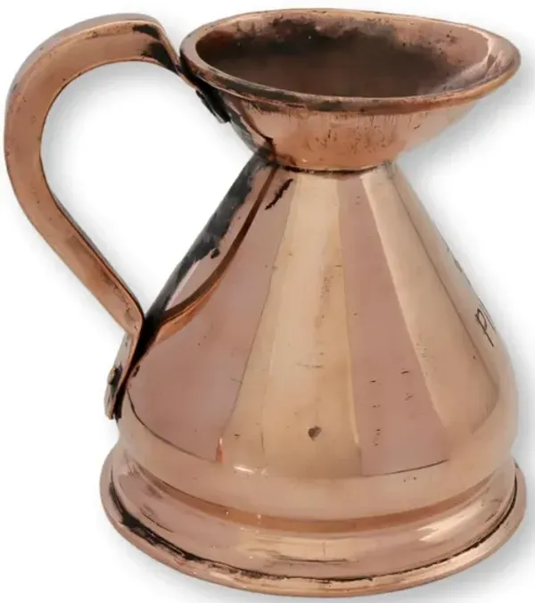 Antique English Copper 1/2 Pint Ale Jug - New England Mercantile - Brown