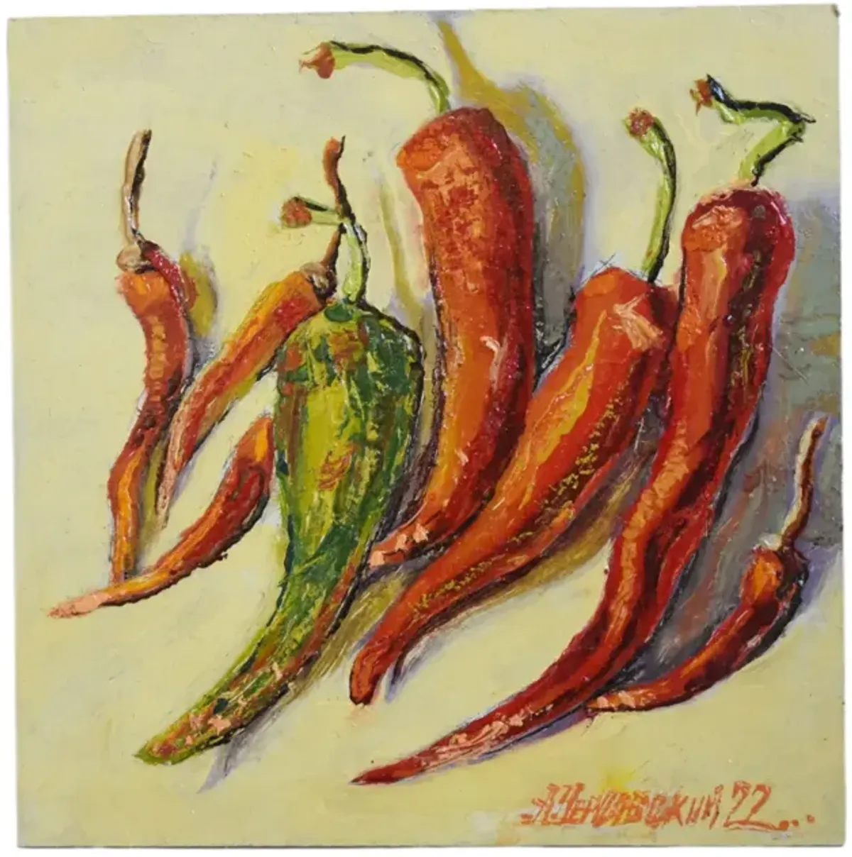 Southwestern Red Peppers Oil Painting