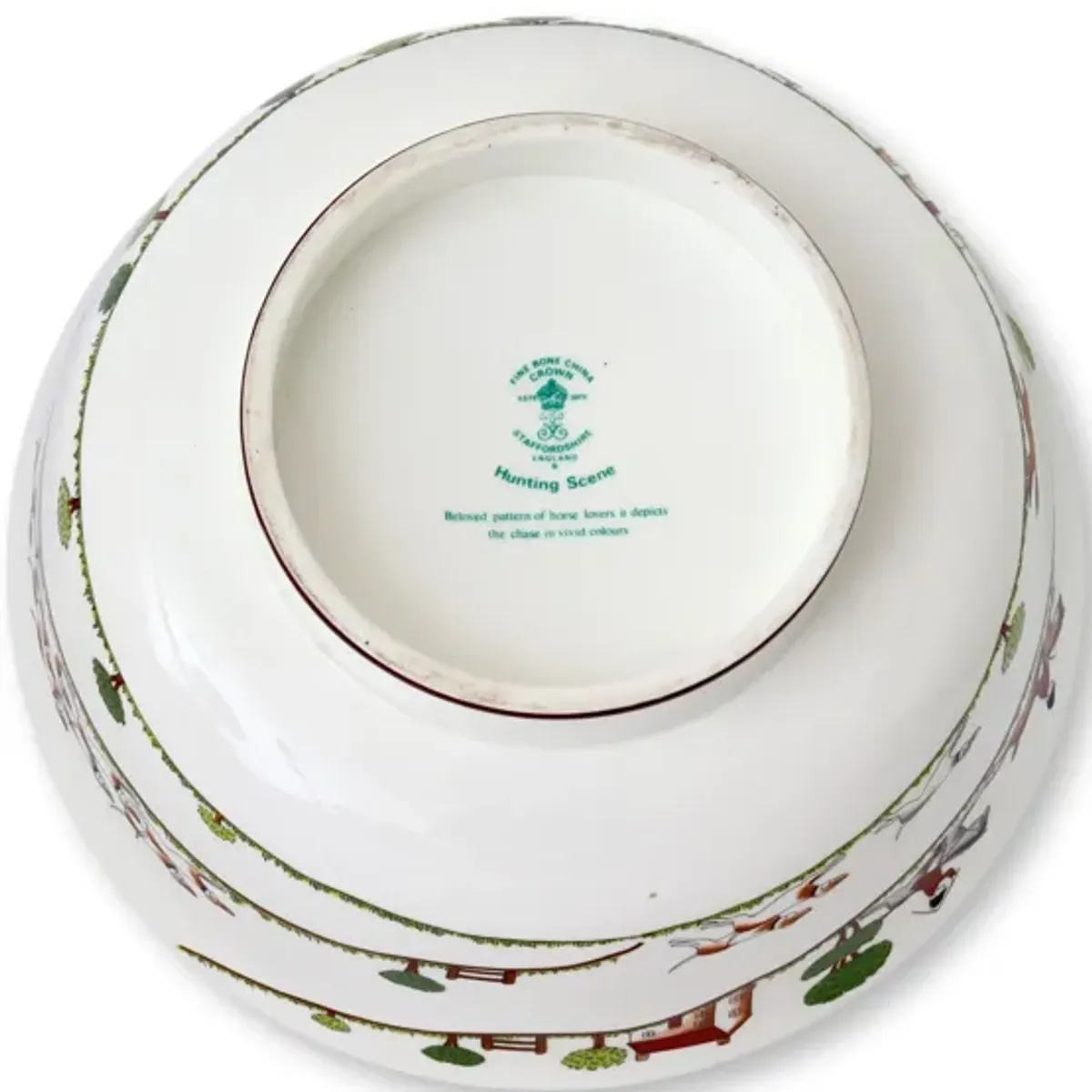Crown Staffordshire Hunting Scene Bowl