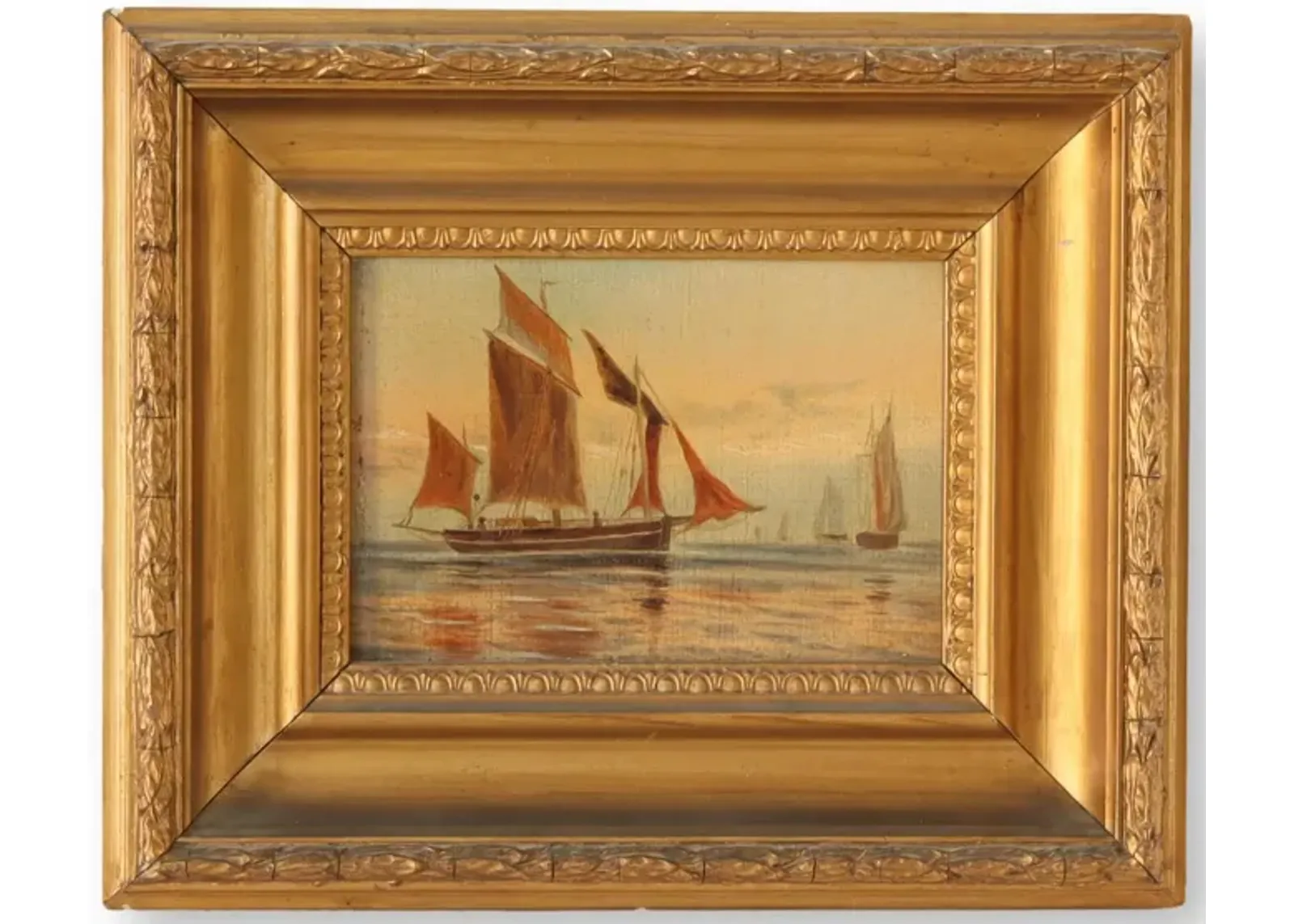 Antique Ship Oil Painting