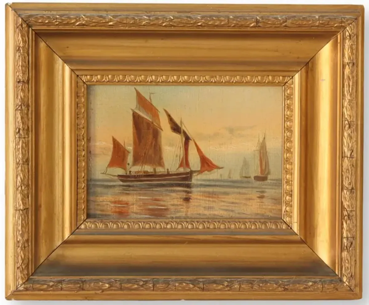 Antique Ship Oil Painting