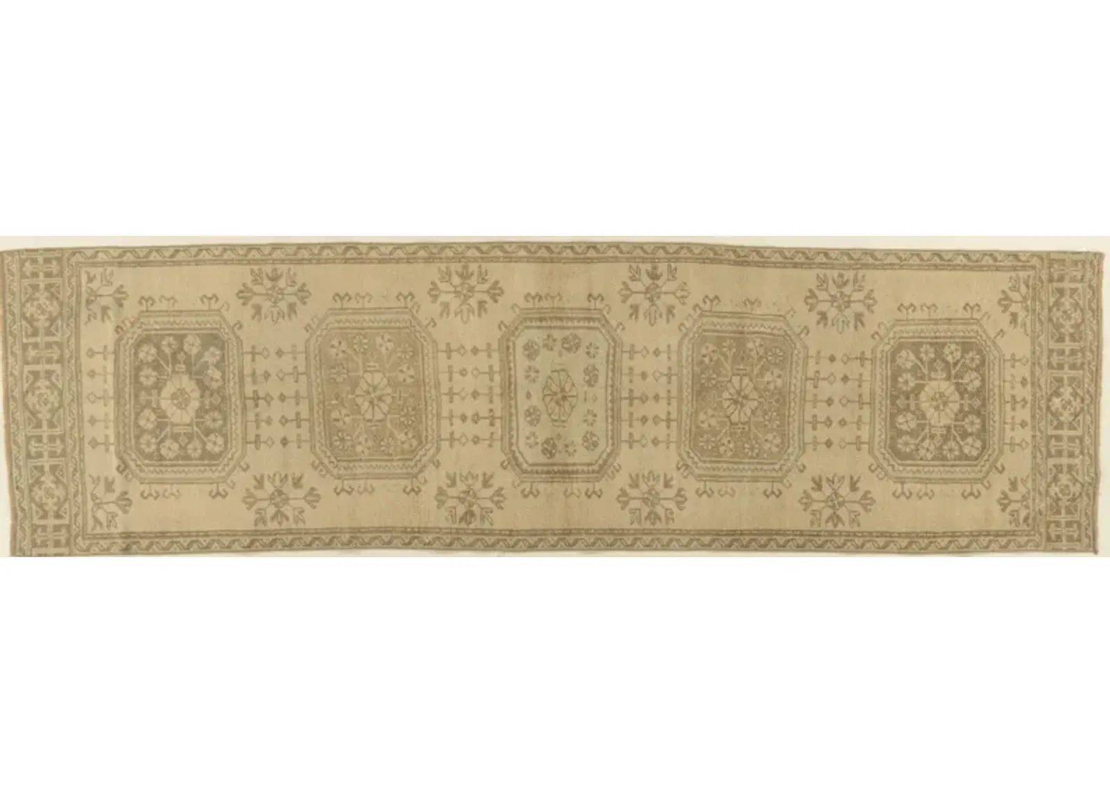 Turkish Oushak Runner 3'3 x 11'3 - Beige