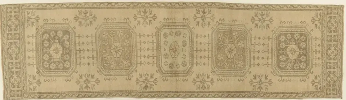 Turkish Oushak Runner 3'3 x 11'3 - Beige