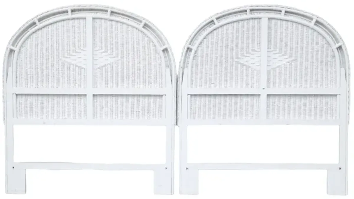 White Rattan Twin Headboards - a Pair