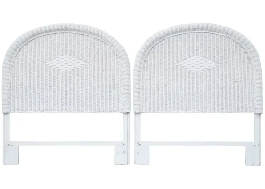 White Rattan Twin Headboards - a Pair