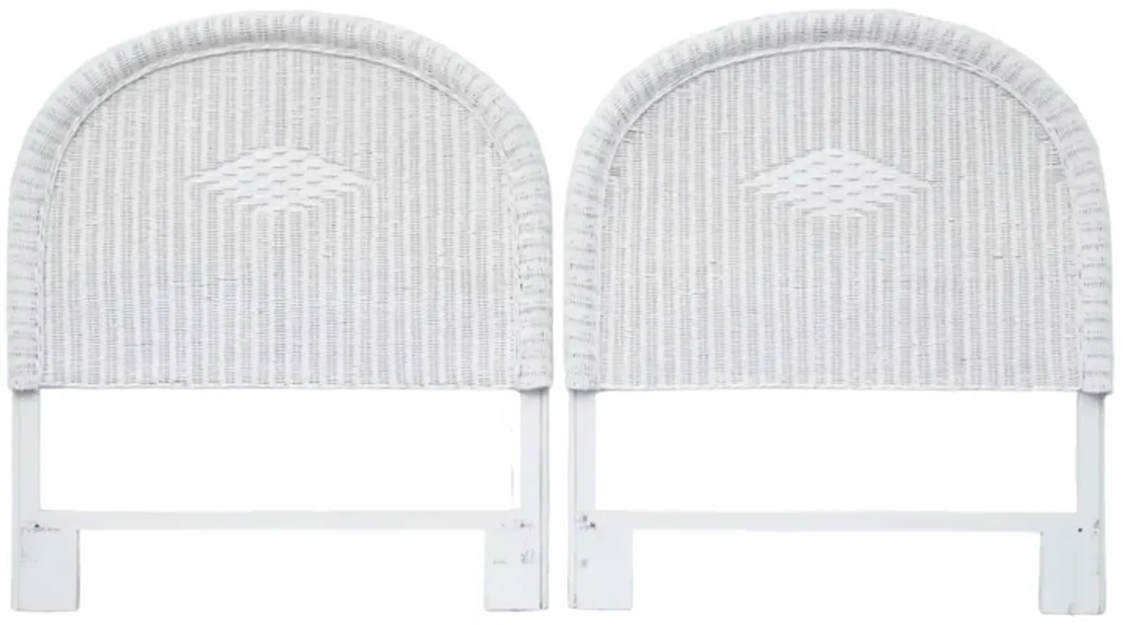 White Rattan Twin Headboards - a Pair