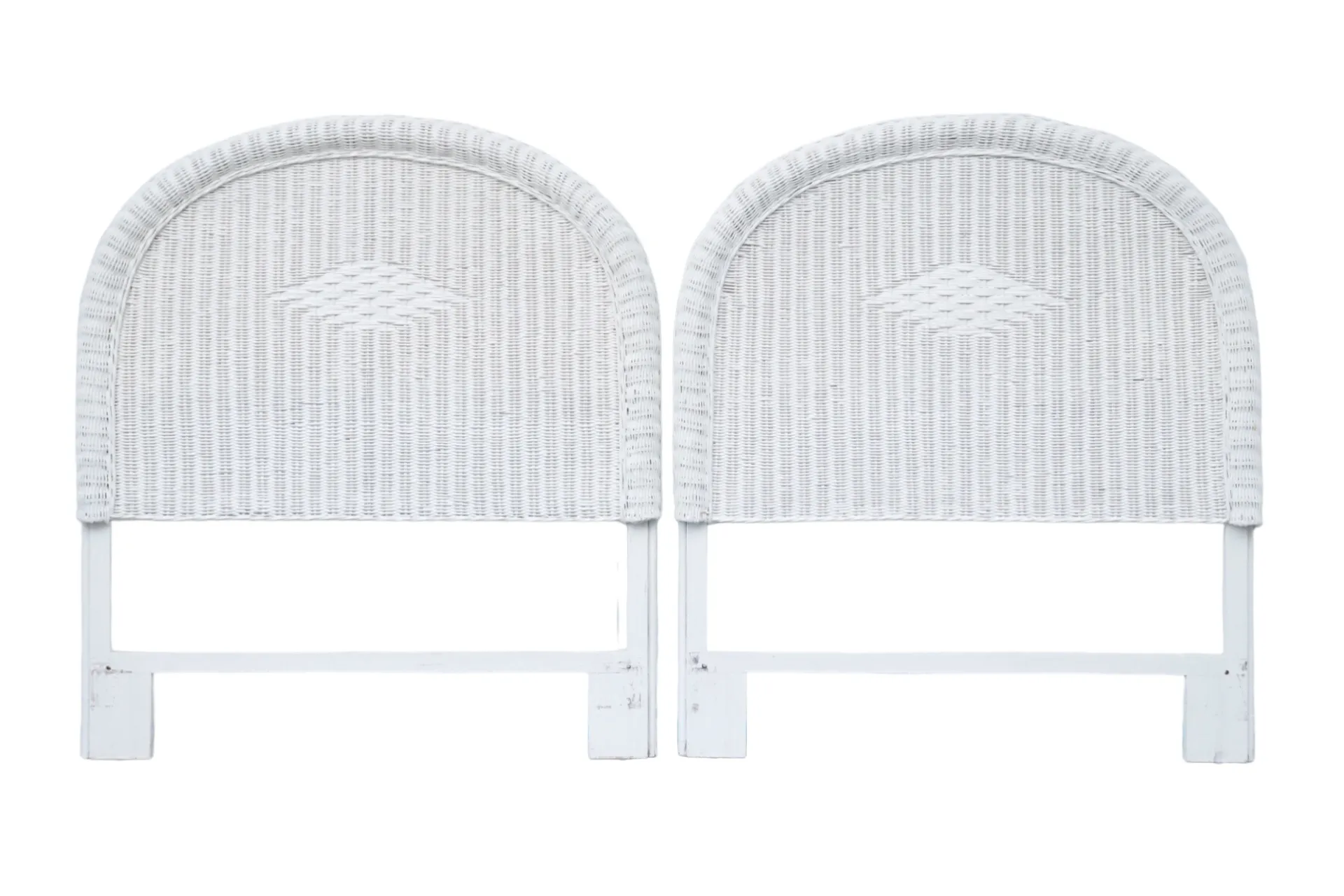 White Rattan Twin Headboards - a Pair