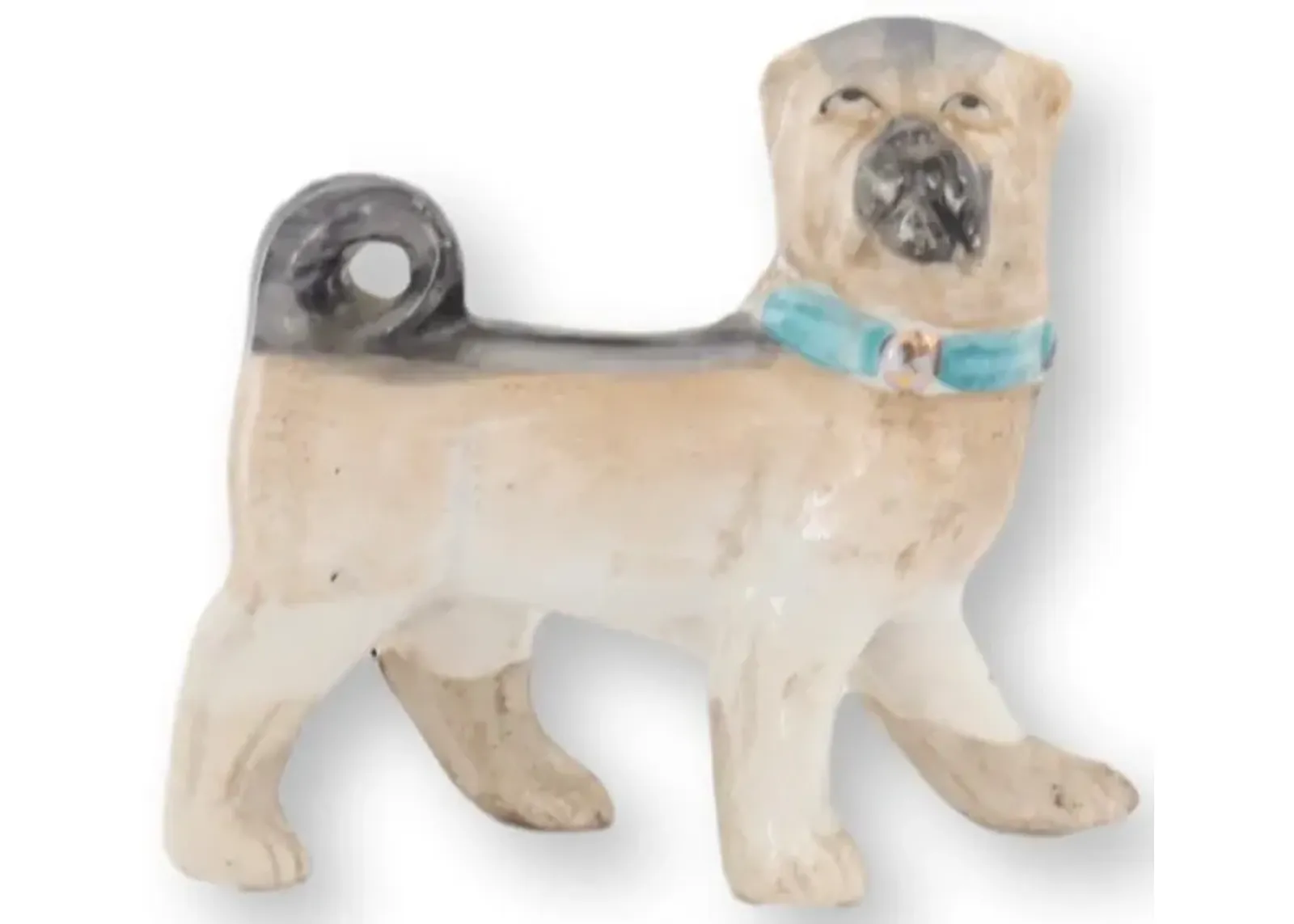 19th-C. German Porcelain Mini Pug Figure