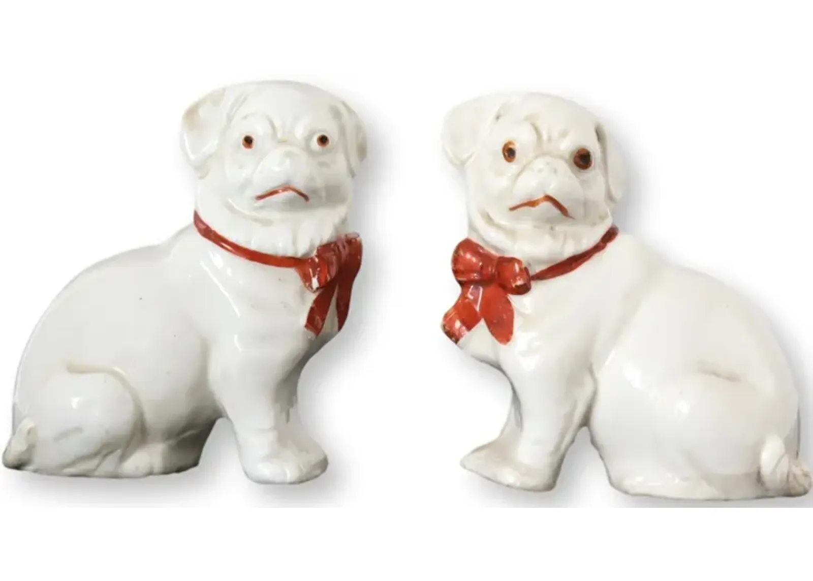 Antique German Porcealin Pugs