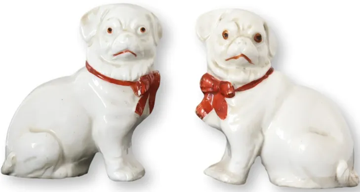 Antique German Porcealin Pugs