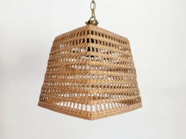 1970s Rattan Basket Pendant Light