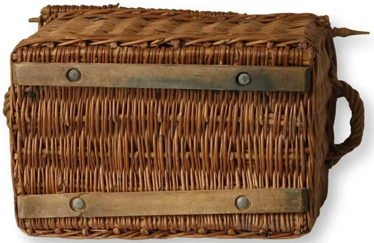 1920s English Wicker Fishing Basket - Brown