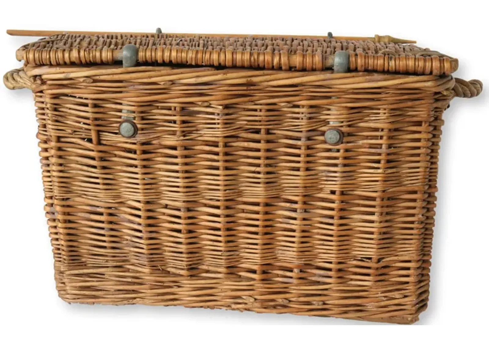 1920s English Wicker Fishing Basket - Brown